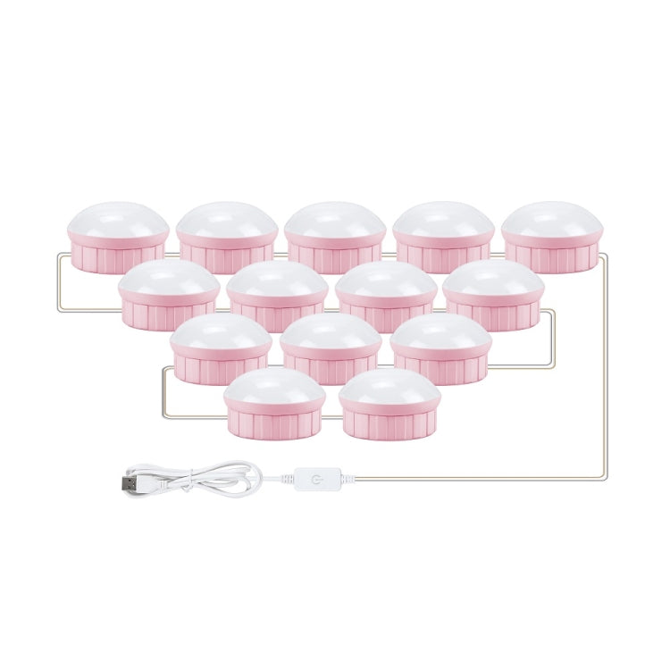 14 LEDs Mirror Front Light Dimmable Makeup Mirror USB Touch Control Light(White Light) - Night Lights by PMc TechLife | Online Shopping South Africa | PMc TechLife | Buy Now Pay Later Mobicred