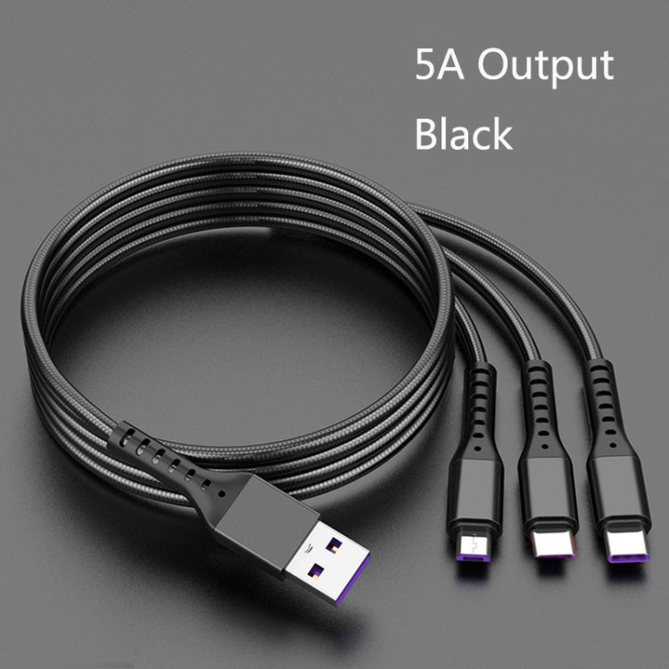 2 PCS ZZ034 USB To 8 Pin + USB-C / Type-C + Micro USB 3 In 1 Fast Charging Cable, Style: 5A Super Fast-Black - Multifunction Cable by PMC Jewellery | Online Shopping South Africa | PMC Jewellery | Buy Now Pay Later Mobicred