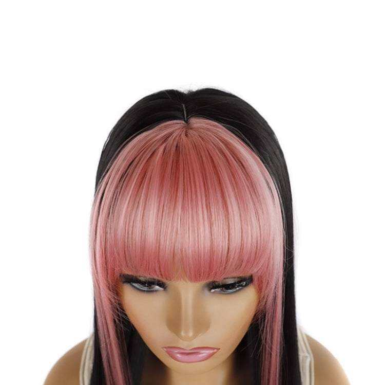 Color Bleaching And Dyeing Double Sideburns With Bangs Long Straight Hip-Hop Wig(Violet Bleaching Black) - free shipping - PMC TechLife - Order now!