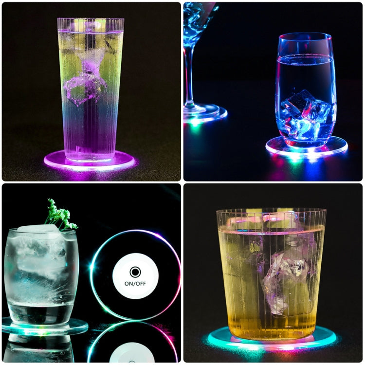LED Flashing Coaster Bar KTV Cocktail Base Light Luminous Coaster(Round White Light) - free shipping - PMc TechLife - Order now!
