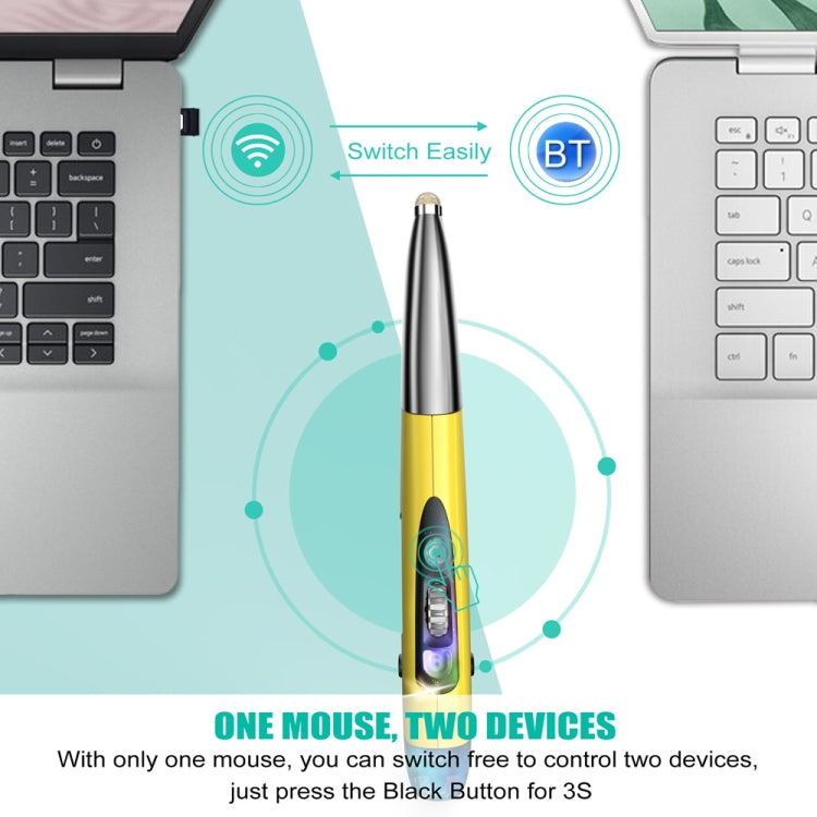 PR-A19 2.4GHz Wireless Charging Bluetooth Mouse Pen Type Shining Quiet Mouse(Yellow) - Wireless Mice by PMC Jewellery | Online Shopping South Africa | PMC Jewellery | Buy Now Pay Later Mobicred