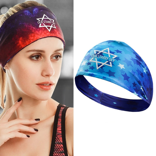 Sports Fitness Antiperspirant Headband Sweat-Absorbent Headband Sweatband(Blue Star) - Sweatband by PMC Jewellery | Online Shopping South Africa | PMC Jewellery | Buy Now Pay Later Mobicred