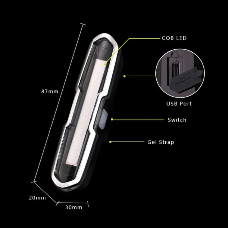 Bicycle Light USB Charging LED Warning Light Night Riding COB Tail Light, Specification: 7505B Red White Light - free shipping - PMC TechLife - Order now!