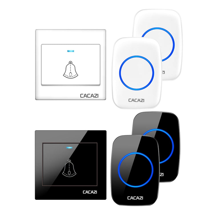 CACAZI H10 1 For 2 Home Wireless Music Doorbell without Battery, Plug:US Plug(Black) - Wireless Doorbell by CACAZI | Online Shopping South Africa | PMC Jewellery | Buy Now Pay Later Mobicred