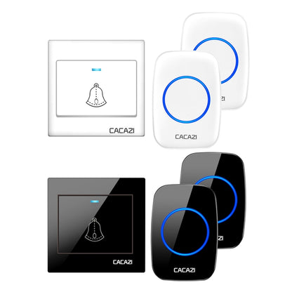 CACAZI H10 1 For 2 Home Wireless Music Doorbell without Battery, Plug:US Plug(Black) - Wireless Doorbell by CACAZI | Online Shopping South Africa | PMC Jewellery | Buy Now Pay Later Mobicred