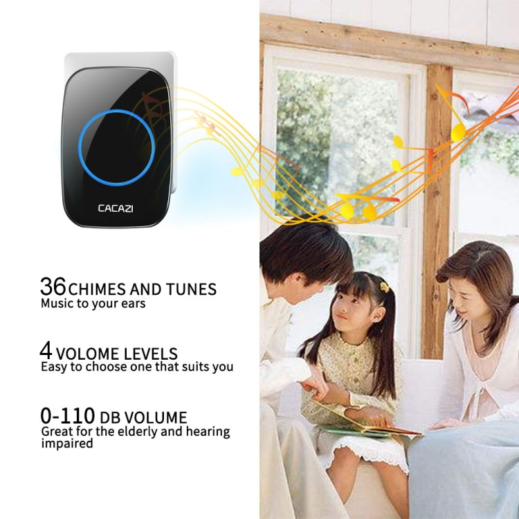 CACAZI H10 1 For 2 Home Wireless Music Doorbell without Battery, Plug:US Plug(Black) - Wireless Doorbell by CACAZI | Online Shopping South Africa | PMC Jewellery | Buy Now Pay Later Mobicred