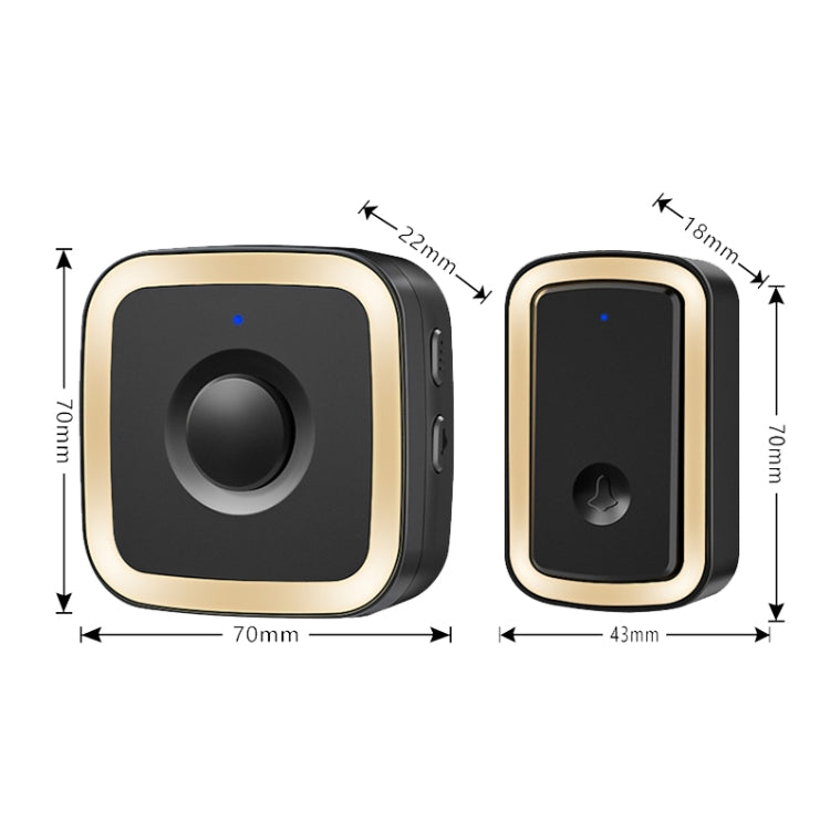 CACAZI A58 1 For 1 Smart Wireless Doorbell without Battery, Plug:EU Plug(Black Gold) - Wireless Doorbell by CACAZI | Online Shopping South Africa | PMC Jewellery