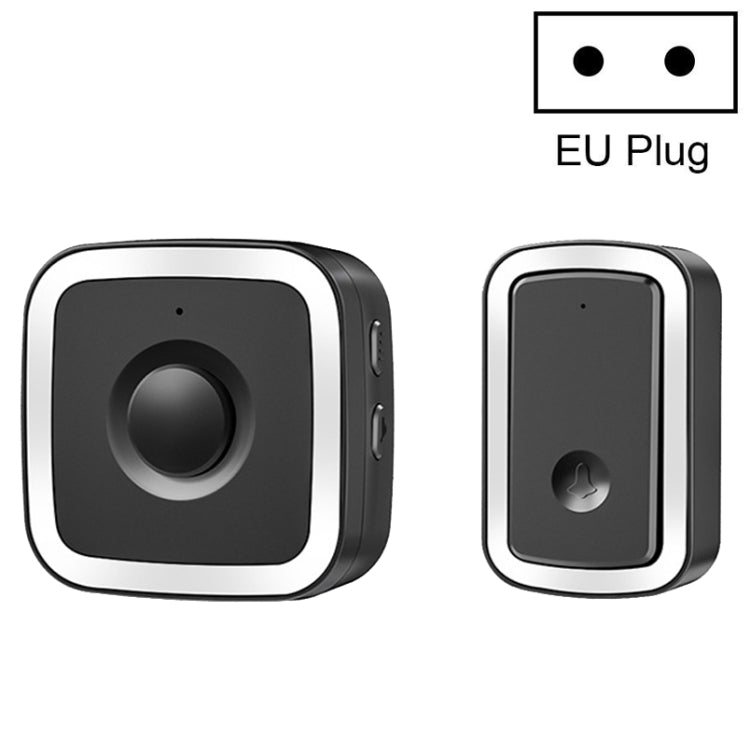 CACAZI A58 1 For 1 Smart Wireless Doorbell without Battery, Plug:EU Plug(Black Silver) - Wireless Doorbell by CACAZI | Online Shopping South Africa | PMC Jewellery | Buy Now Pay Later Mobicred