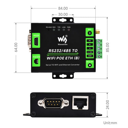 Waveshare Industrial Grade Serial Server RS232/485 to WiFi / Ethernet RJ45 Network Port - Other Accessories by Waveshare | Online Shopping South Africa | PMC Jewellery | Buy Now Pay Later Mobicred