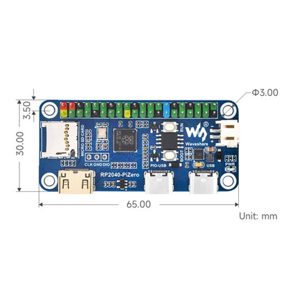 Waveshare 25506 RP2040-PiZero Development Board, Based On Raspberry Pi RP2040, 264KB SRAM And 16MB - Modules Expansions Accessories by Waveshare | Online Shopping South Africa | PMC Jewellery | Buy Now Pay Later Mobicred