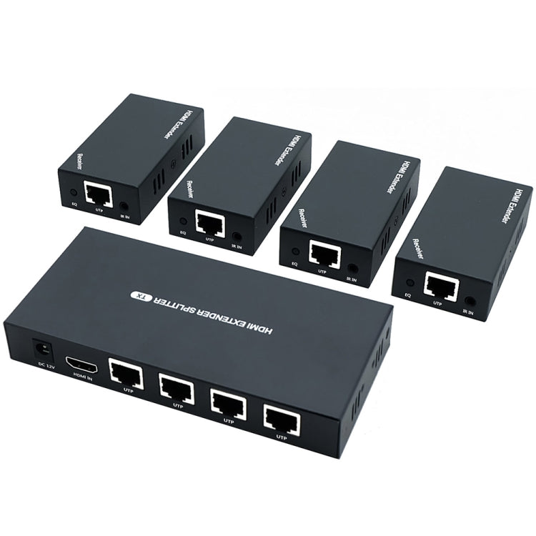 60m 1x4 HDMI Splitter POC Distribution Extender Supports 1080P@60Hz, Plug: UK Plug - Splitter by PWAY | Online Shopping South Africa | PMC Jewellery | Buy Now Pay Later Mobicred