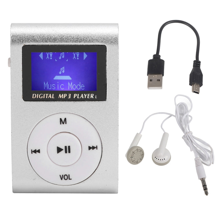 128M+Earphone+Cable Mini Lavalier Metal MP3 Music Player with Screen(Silver Gray) - MP3 Player by PMC Jewellery | Online Shopping South Africa | PMC Jewellery