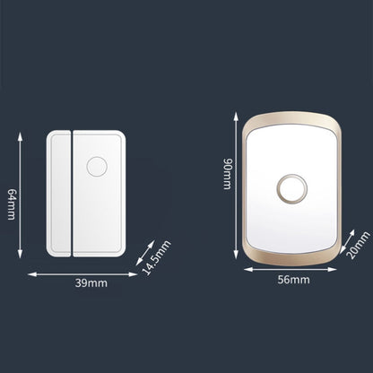 CACAZI M20 1 For 3 Split Type Door Opening Sensor Reminder Smart Wireless Doorbell Alarm, Style: AU Plug(Gold) - Wireless Doorbell by CACAZI | Online Shopping South Africa | PMC Jewellery