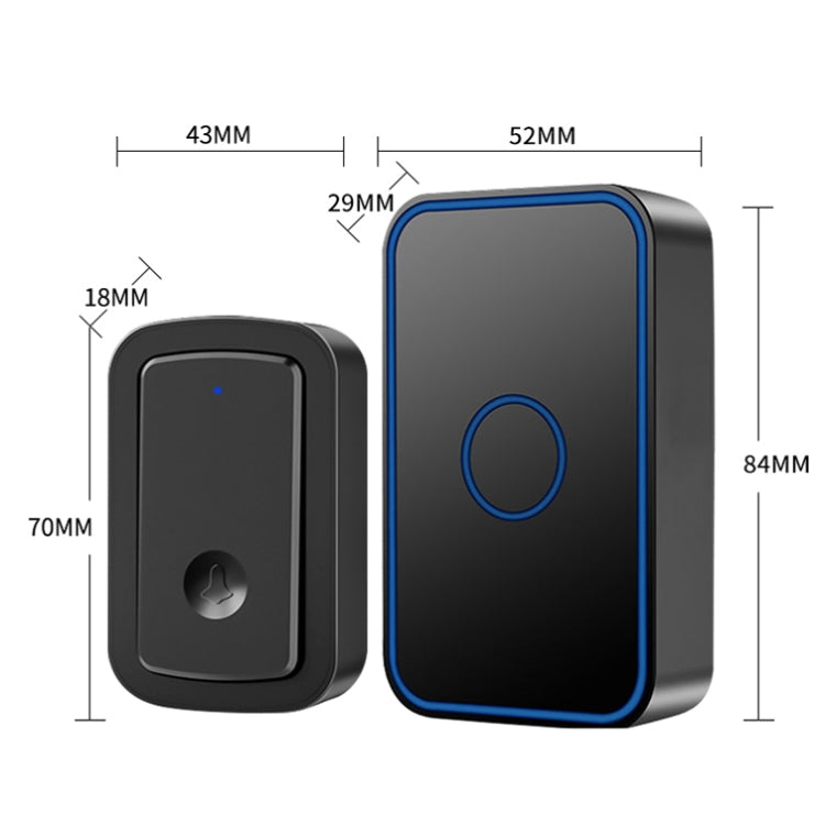 CACAZI  A19 1 For 3  Wireless Music Doorbell without Battery, EU Plug(Black) - Wireless Doorbell by CACAZI | Online Shopping South Africa | PMC TechLife | Buy Now Pay Later Mobicred