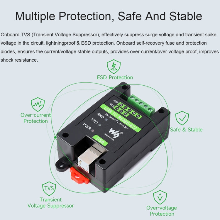 Waveshare 23949 USB To RS485/422 Isolated Converter, FT232RL And SP485EEN - Modules Expansions Accessories by Waveshare | Online Shopping South Africa | PMC Jewellery | Buy Now Pay Later Mobicred