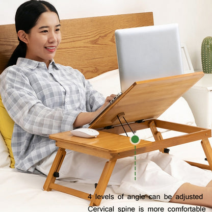 741ZDDNZ Bed Use Folding Height Adjustable Laptop Desk Dormitory Study Desk, Specification: Classic Tea Color 56cm Thick Bamboo - Laptop Stand by PMC Jewellery | Online Shopping South Africa | PMC Jewellery | Buy Now Pay Later Mobicred