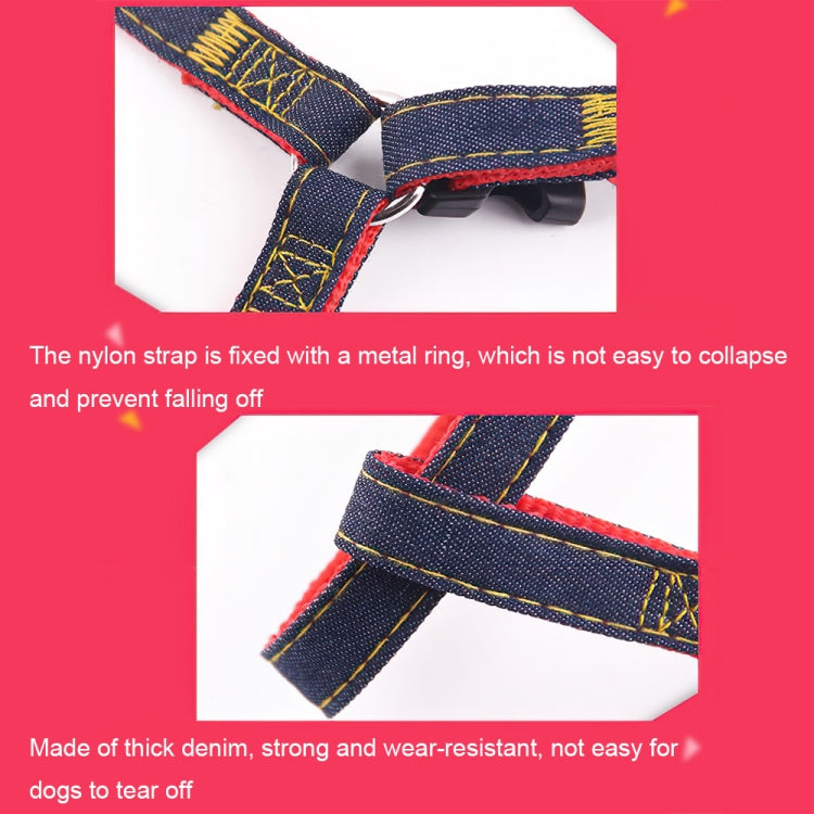 BG-Q1025 Leash+Chest Strap+Collar Thickened Strong Denim Pet Dog Leash Set, Size: XL(Black) - Leashes & Chest Strap by PMC TechLife | Online Shopping South Africa | PMC TechLife