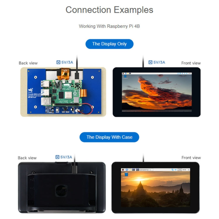 Waveshare 7 inch 800��480 IPS Capacitive Touch Display, DSI Interface, 5-Point Touch with Case - free shipping - PMC TechLife - Order now!