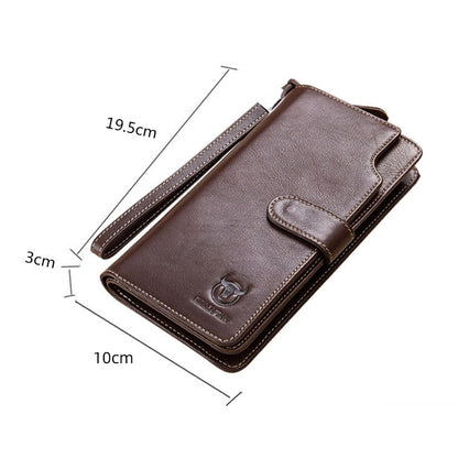 BULL CAPTAIN 028 Long Buckle Retro Cowhide Multi-Function Wallet (Coffee) - Wallets by BULL CAPTAIN | Online Shopping South Africa | PMC Jewellery | Buy Now Pay Later Mobicred