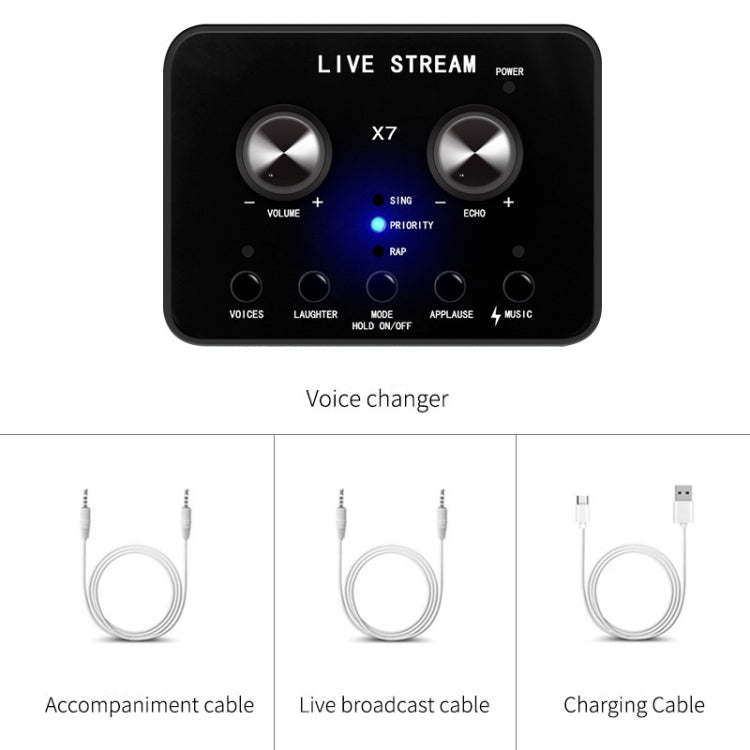 X7 Sound Card Voice Changer Mobile Phone And Computer Compatible With External Electronic Voice Call Microphone Live Sound Card(English Version) - Live Sound Effects Processors by PMC Jewellery | Online Shopping South Africa | PMC Jewellery