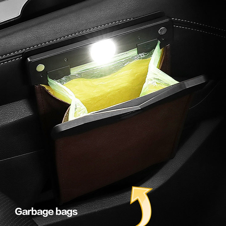 Car Trash Can Storage Bag Hanging Paste With LED Light Garbage Bag(Small (Beige))) - Stowing Tidying by PMC Jewellery | Online Shopping South Africa | PMC Jewellery | Buy Now Pay Later Mobicred