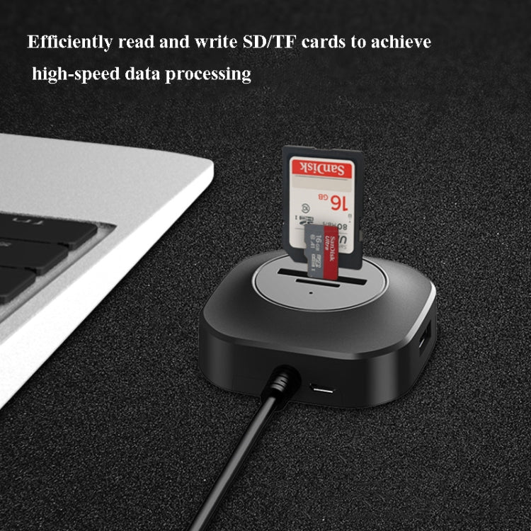 H25-2.0 3 x USB Port + TF/SD Card Reader Computer Notebook High-Speed Hub Splitter - USB 2.0 HUB by PMC Jewellery | Online Shopping South Africa | PMC Jewellery