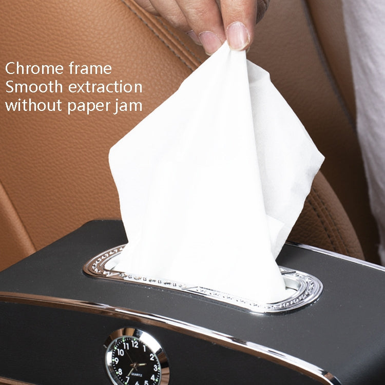 Car Clock Tissue Box Multi-Function Vehicle Instrument Table Paper Towel Box, Style: With Clock (Ivory) - Tissue Boxes by PMC TechLife | Online Shopping South Africa | PMC TechLife | Buy Now Pay Later Mobicred