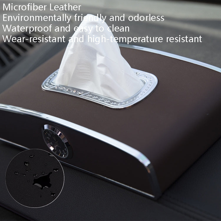 Car Clock Tissue Box Multi-Function Vehicle Instrument Table Paper Towel Box, Style: With Clock (Gray) - Tissue Boxes by PMC TechLife | Online Shopping South Africa | PMC TechLife | Buy Now Pay Later Mobicred