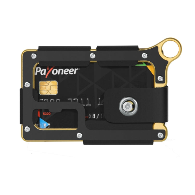 Aluminum Alloy Card Holder Leather Wallet Multifunctional Adjustable Snap Button Pocket Wallet(Gold) - Card & Passport Bags by PMC TechLife | Online Shopping South Africa | PMC TechLife