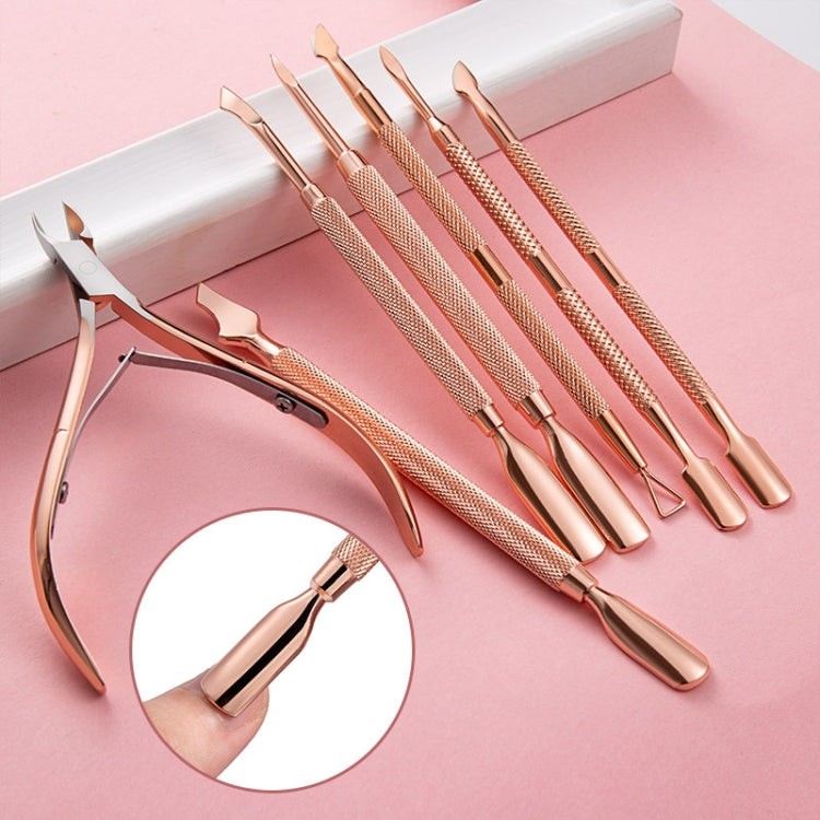 3 PCS Stainless Steel Rose Gold Double-Headed Steel Push Dead Skin Scissors Nail Set,Style: 04 Small Head - Nail Art Equipment by PMC Jewellery | Online Shopping South Africa | PMC Jewellery | Buy Now Pay Later Mobicred