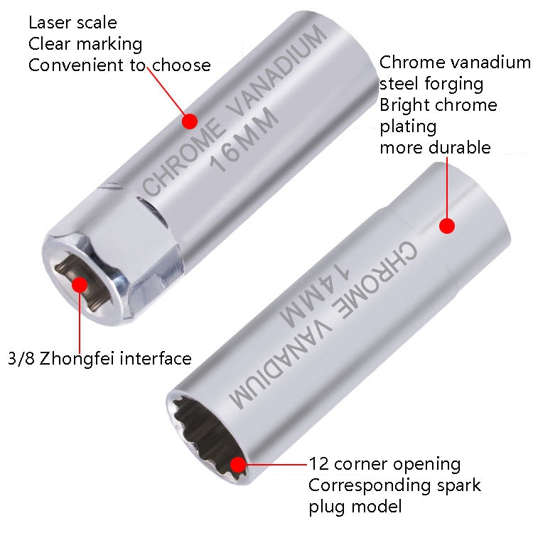 Car Spark Plug Sleeve Wrench Thin Flames Disassembly Tool, Specification: 16mm (Magnetic) - free shipping - PMC TechLife - Order now!
