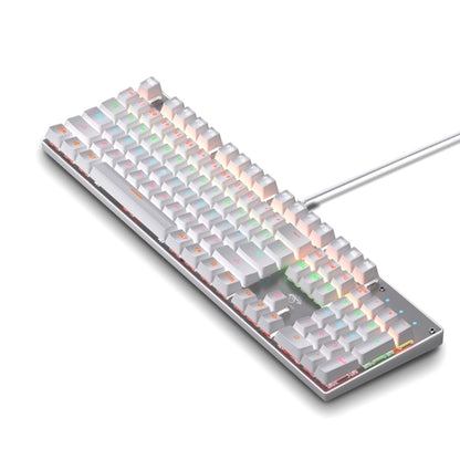 104 Keys Green Shaft RGB Luminous Keyboard Computer Game USB Wired Metal Mechanical Keyboard, Cabel Length:1.5m, Style: Ordinary Version (White) - Wired Keyboard by PMC Jewellery | Online Shopping South Africa | PMC Jewellery | Buy Now Pay Later Mobicred