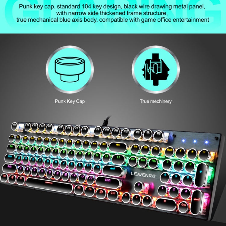 104 Keys Green Shaft RGB Luminous Keyboard Computer Game USB Wired Metal Mechanical Keyboard, Cabel Length:1.5m, Style: Ordinary Version (White) - Wired Keyboard by PMC Jewellery | Online Shopping South Africa | PMC Jewellery | Buy Now Pay Later Mobicred