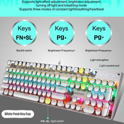 104 Keys Green Shaft RGB Luminous Keyboard Computer Game USB Wired Metal Mechanical Keyboard, Cabel Length:1.5m, Style: Double Imposition Version (White Blue) - Wired Keyboard by PMC Jewellery | Online Shopping South Africa | PMC Jewellery | Buy Now Pay Later Mobicred