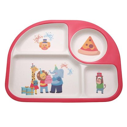 5 PCS/set Eco-friendly Bamboo Fiber Baby Plate Dishes 4 Slots Children Tableware Dishes Dinnerware(Red) - Tableware by PMC Jewellery | Online Shopping South Africa | PMC Jewellery | Buy Now Pay Later Mobicred