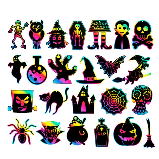 24 PCS / Set GG-24 Children Colorful Halloween Scratch Painting Set DIY Funny Ornaments Holiday Scratch Painting Paper - Halloween Stickers by PMC Jewellery | Online Shopping South Africa | PMC Jewellery | Buy Now Pay Later Mobicred