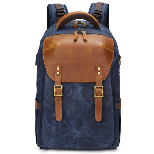 K805 Waterproof Batik Canvas Camera Backpack Outdoor Liner Shoulder Photography Bag(Blue) - Backpack by PMC Jewellery | Online Shopping South Africa | PMC Jewellery | Buy Now Pay Later Mobicred