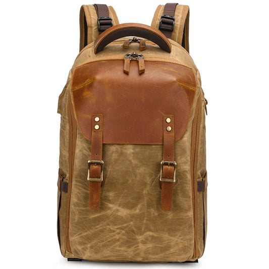 K805 Waterproof Batik Canvas Camera Backpack Outdoor Liner Shoulder Photography Bag(Soil Yellow) - Backpack by PMC Jewellery | Online Shopping South Africa | PMC Jewellery | Buy Now Pay Later Mobicred