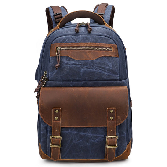 K813 Retro SLR Camera Bag Canvas Shoulder Computer Camera Bag(Blue) - Backpack by PMC Jewellery | Online Shopping South Africa | PMC Jewellery | Buy Now Pay Later Mobicred