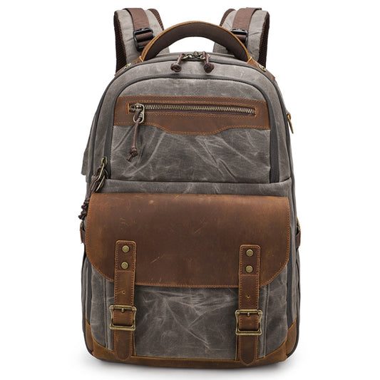 K813 Retro SLR Camera Bag Canvas Shoulder Computer Camera Bag(Grey) - Backpack by PMC Jewellery | Online Shopping South Africa | PMC Jewellery | Buy Now Pay Later Mobicred