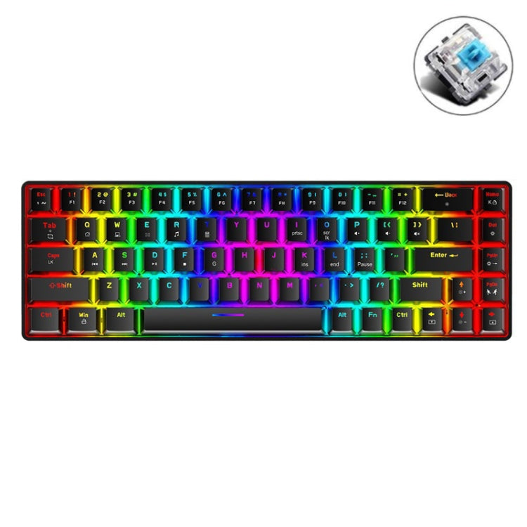 T8 68 Keys Mechanical Gaming Keyboard RGB Backlit Wired Keyboard, Cable Length:1.6m(Black Green Shaft) - Wired Keyboard by PMC Jewellery | Online Shopping South Africa | PMC Jewellery | Buy Now Pay Later Mobicred