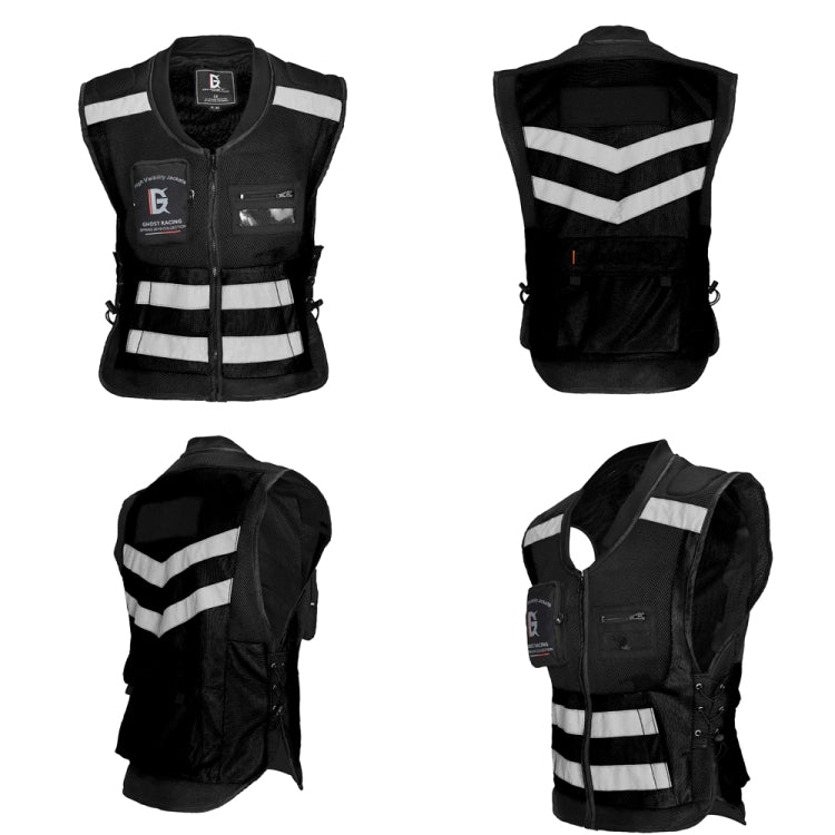 GHOST RACING GR-Y06 Motorcycle Riding Vest Safety Reflective Vest, Size: XXL(Black) - Protective Gear by GHOST RACING | Online Shopping South Africa | PMC Jewellery | Buy Now Pay Later Mobicred