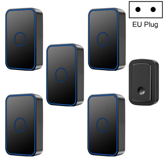 CACAZI A19 1 For 5 Wireless Music Doorbell without Battery, Plug:EU Plug(Black) - Wireless Doorbell by CACAZI | Online Shopping South Africa | PMC Jewellery