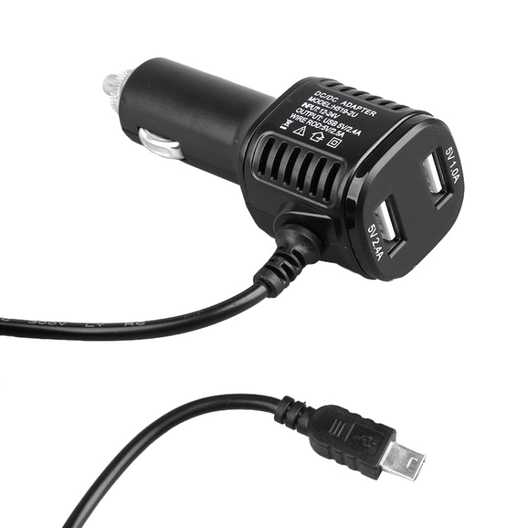 H519 Car Charger Driving Recorder Power Cord Dual USB With Display Charging Line, Specification: Micro Left Elbow - Cigar Socket by PMC Jewellery | Online Shopping South Africa | PMC Jewellery | Buy Now Pay Later Mobicred