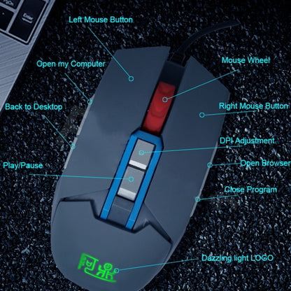 MOS9A 9 Keys 1600DPI Office Game USB Voice-Activated Voice Macro Programming Mouse, Cable Length: 2m - Wired Mice by PMC Jewellery | Online Shopping South Africa | PMC Jewellery | Buy Now Pay Later Mobicred