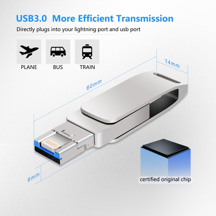 16 GB USB 3.0 + 8 Pin + USB-C / Type-C 3 in 1 Phone Computer Metal Rotatable U-Disk(Black) - free shipping - PMC Jewellery - Order now!