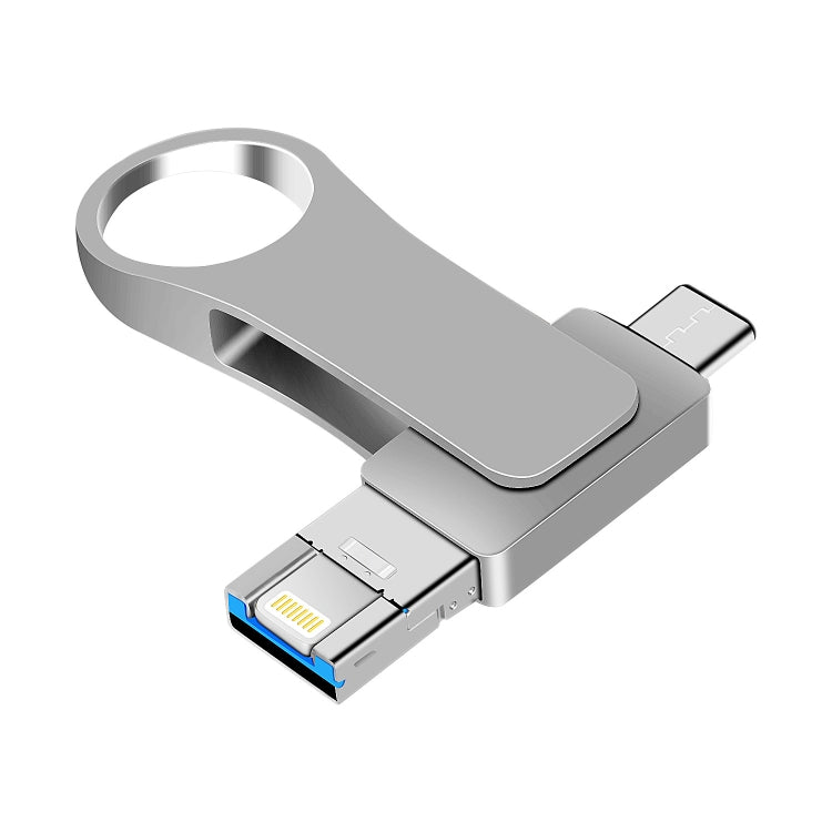 64GB USB 3.0 + 8 Pin + USB-C / Type-C 3 in 1 Mobile Computer Metal U-Disk(Silver) - U Disk & Card Reader by PMC Jewellery | Online Shopping South Africa | PMC Jewellery | Buy Now Pay Later Mobicred