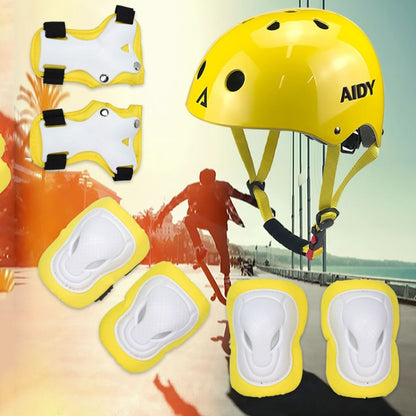 AIDY 7 In 1 Children Roller Skating Sports Protective Gear Set(Bright White) - Protective Helmet & Masks by PMC Jewellery | Online Shopping South Africa | PMC Jewellery | Buy Now Pay Later Mobicred