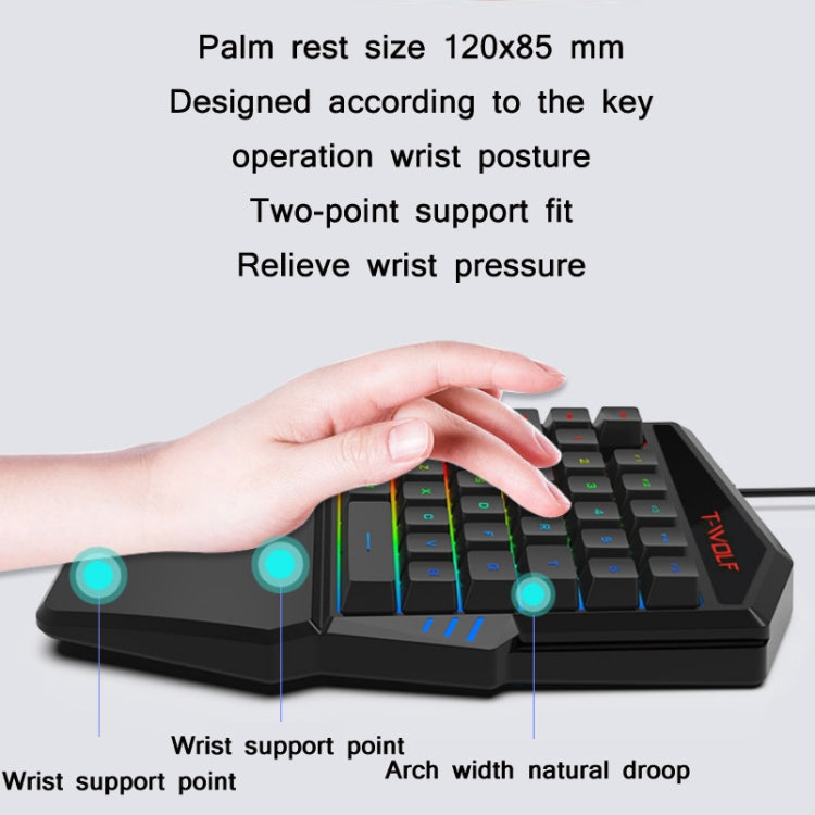 T-WOLF Mobile Gaming One-Handed Keyboard，Specification： TF-900 Set - Wired Keyboard by T-WOLF | Online Shopping South Africa | PMC Jewellery | Buy Now Pay Later Mobicred