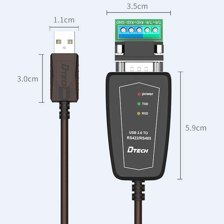 DTECH DT-5019 USB to RS485 / RS422 Conversion Cable, FT232 Chip, Length: 1.5m - RS485 / RS232 Series by DTECH | Online Shopping South Africa | PMC Jewellery